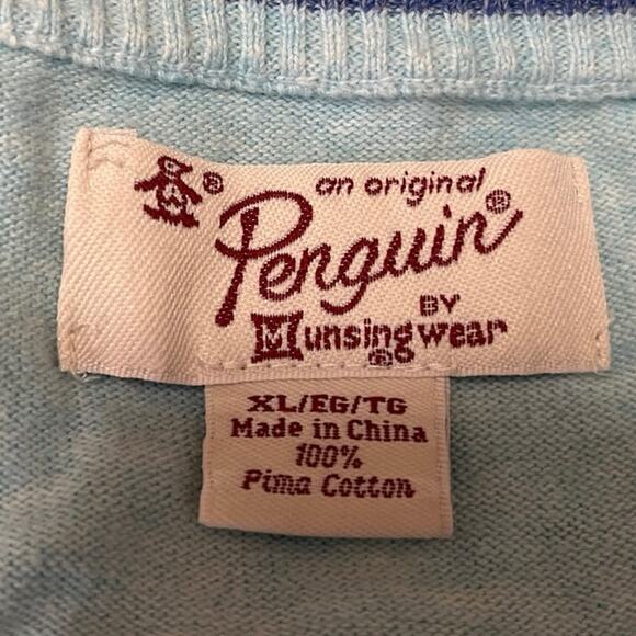 Penguin Men's Blue Long Sleeve Crewneck Logo Embroidered Sweater Top Size XL - Picture 4 of 4